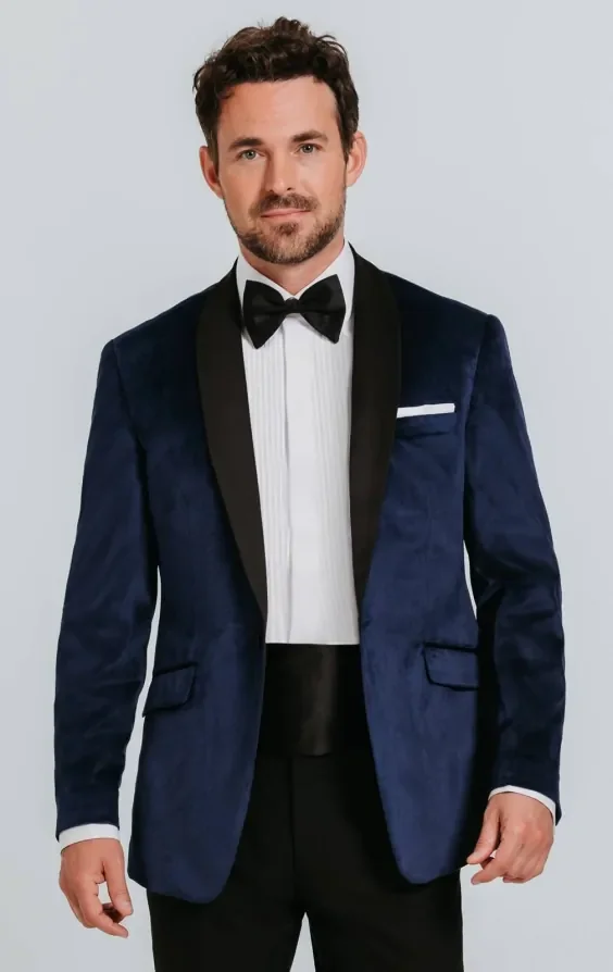 Navy Blue Velvet Jacket thumbnail 2