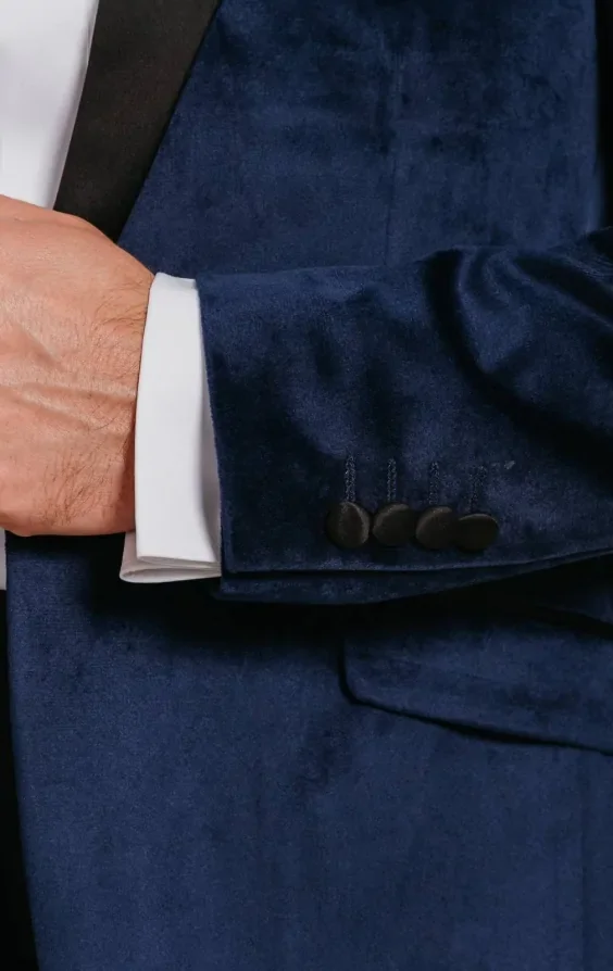 Navy Blue Velvet Jacket thumbnail 4