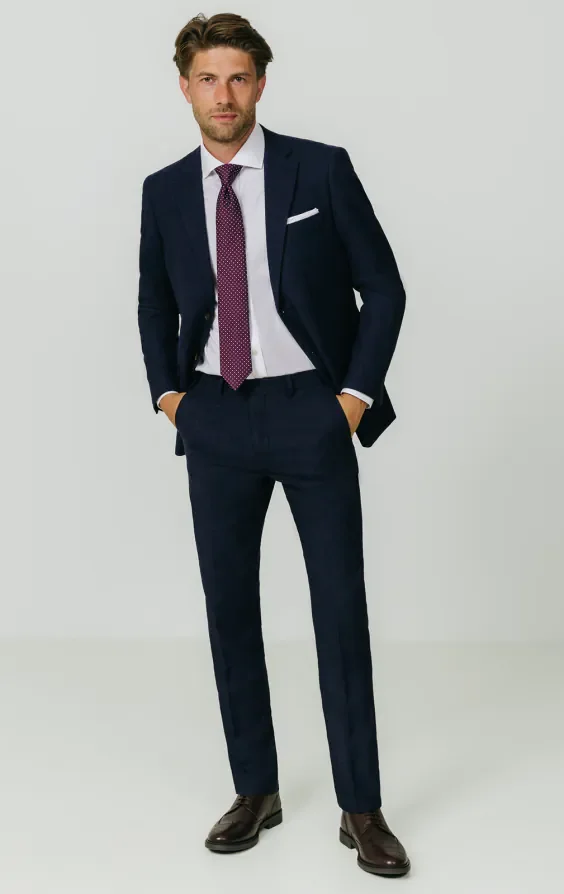 Navy Donegal Tweed Suit thumbnail 3