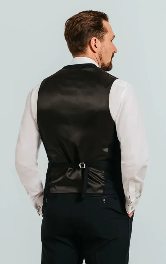 Navy Double Breasted Tuxedo Waistcoat thumbnail 4