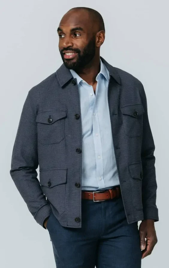 Navy Puppytooth Check Safari Jacket thumbnail 2