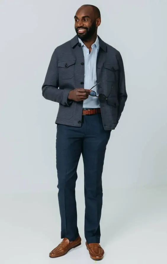 Navy Puppytooth Check Safari Jacket thumbnail 3