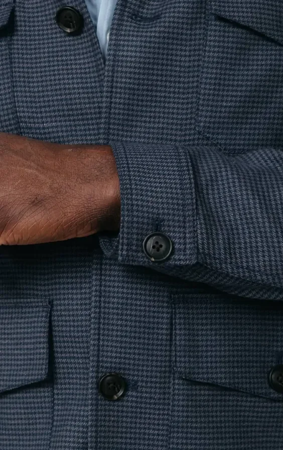 Navy Puppytooth Check Safari Jacket thumbnail 4