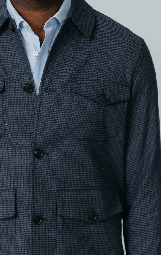 Navy Puppytooth Check Safari Jacket thumbnail 5