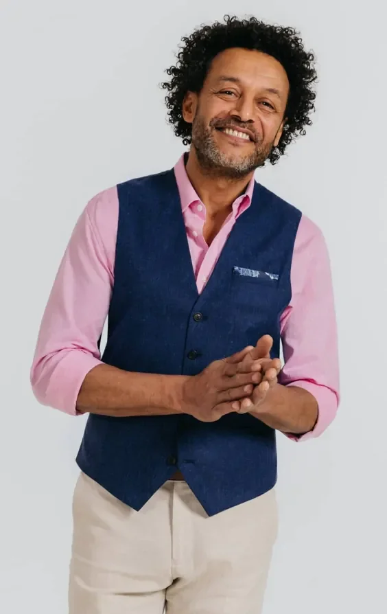 Navy Textured Waistcoat thumbnail 2