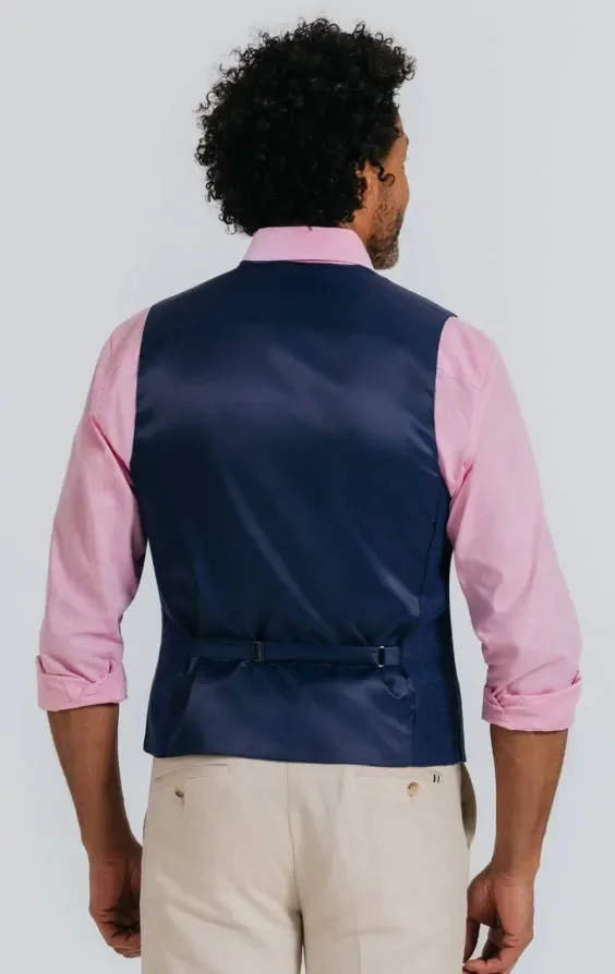 Navy Textured Waistcoat thumbnail 5