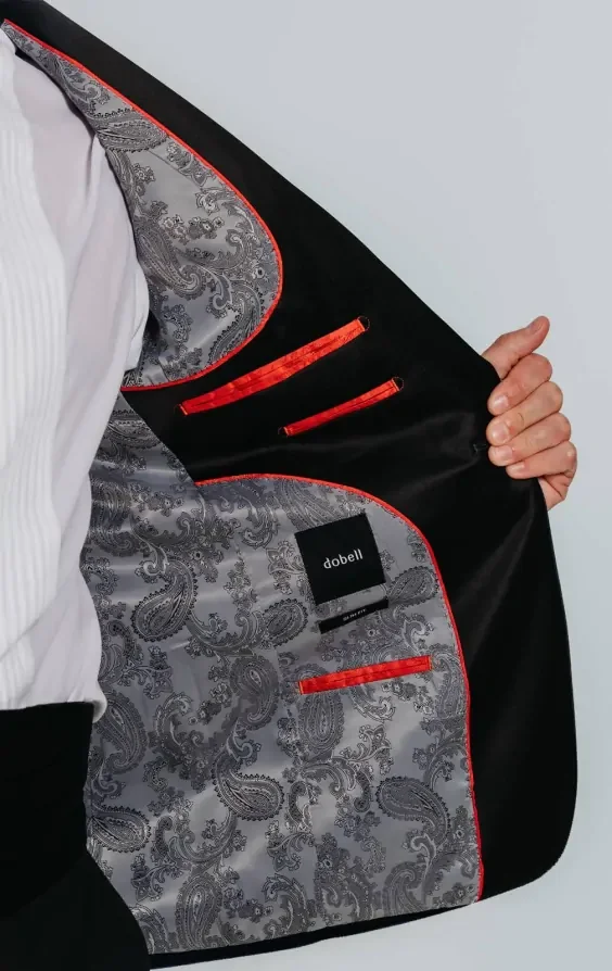 Navy Velvet Slim Fit Tuxedo with Black Trousers thumbnail 7