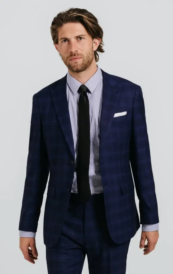 Navy with Blue Overcheck Suit Jacket thumbnail 2