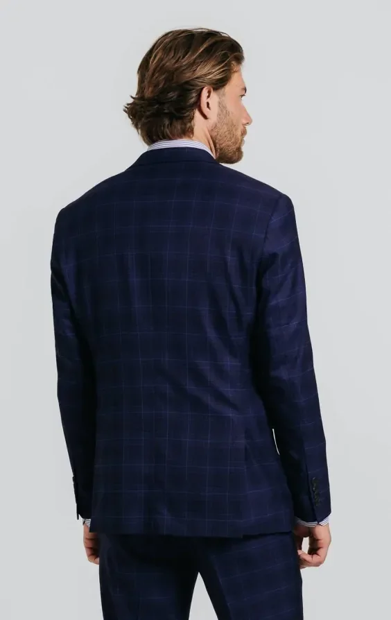 Navy with Blue Overcheck Suit Jacket thumbnail 3