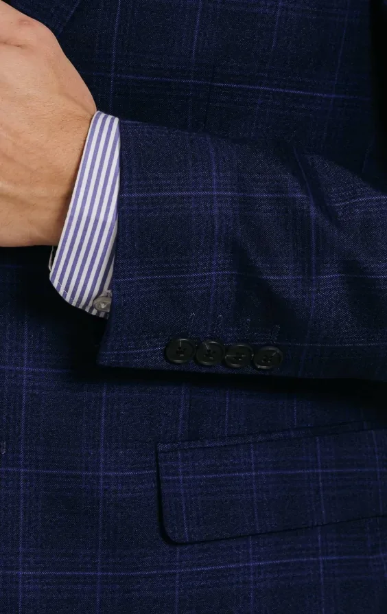 Navy with Blue Overcheck Suit Jacket thumbnail 4