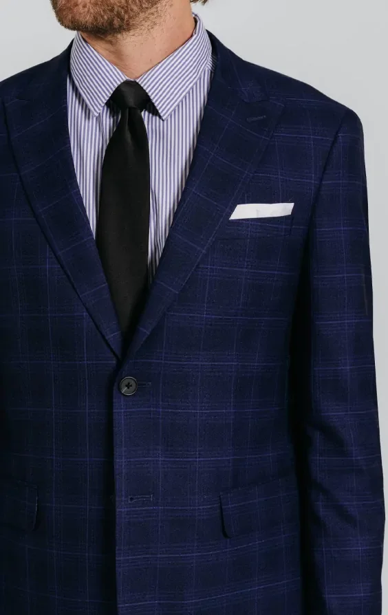 Navy with Blue Overcheck Suit Jacket thumbnail 5