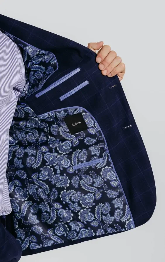 Navy with Blue Overcheck Suit Jacket thumbnail 6