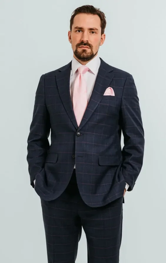 Navy with Pink Check Suit thumbnail 2