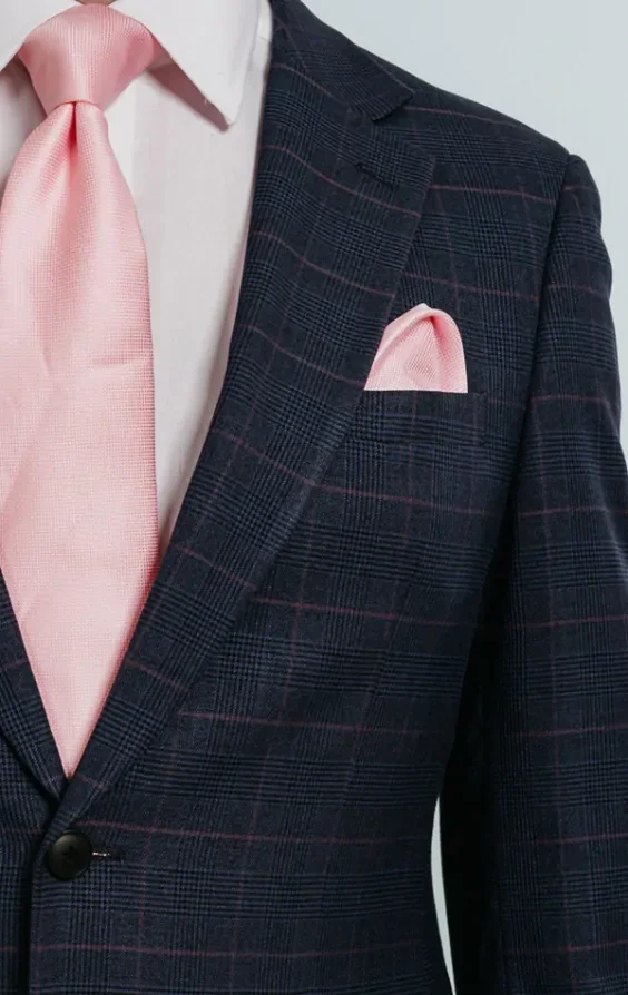 Navy with Pink Check Suit Jacket thumbnail 5