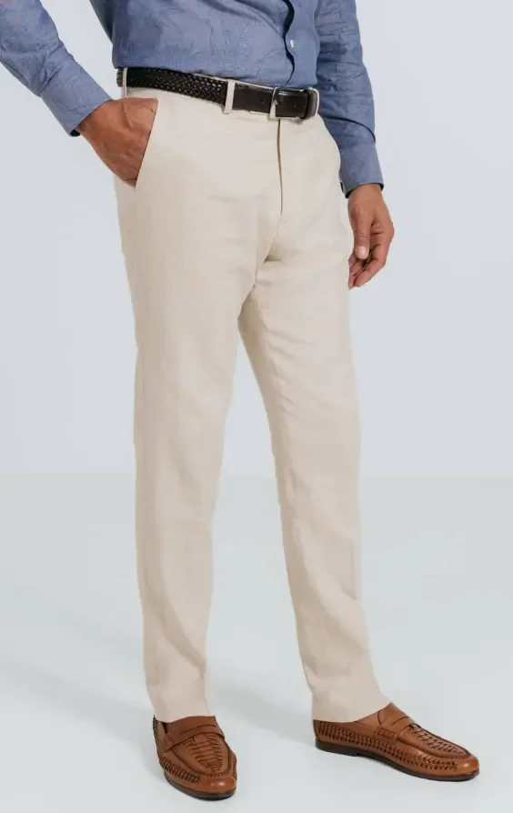 Oatmeal Linen Herringbone Double Breasted Suit with Peak Lapel thumbnail 7