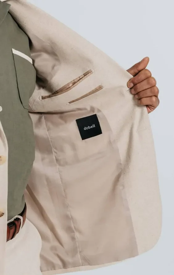 Oatmeal Linen Herringbone Suit Jacket thumbnail 6