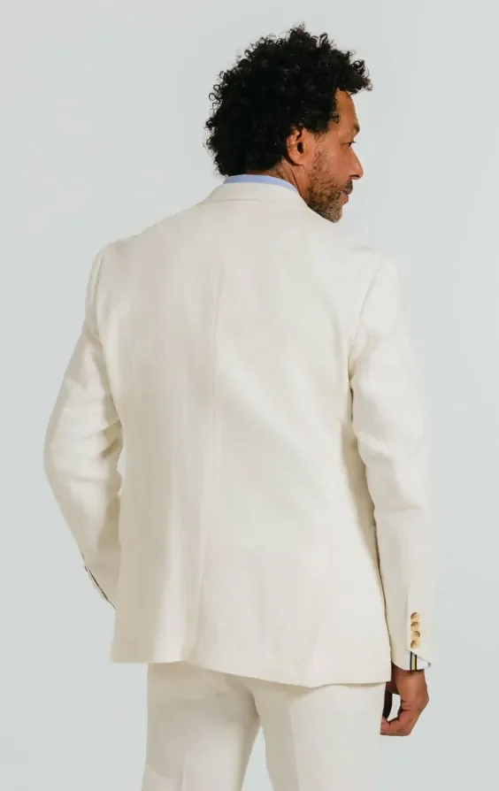 Off White Linen Twill Suit Jacket thumbnail 3