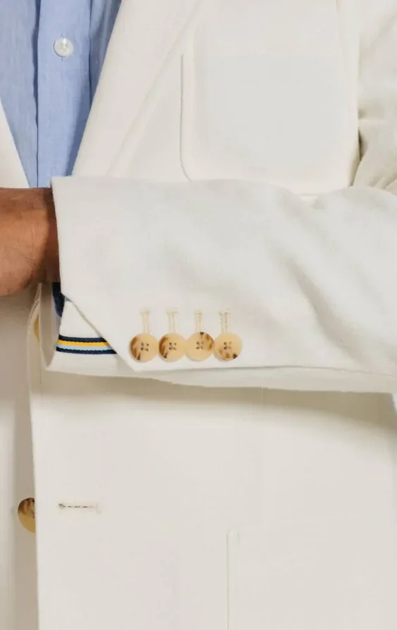 Off White Linen Twill Suit Jacket thumbnail 4