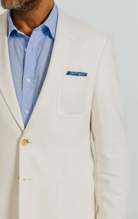 Off White Linen Twill Suit Jacket thumbnail 5