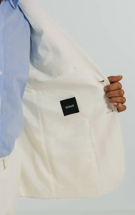 Off White Linen Twill Suit Jacket thumbnail 6