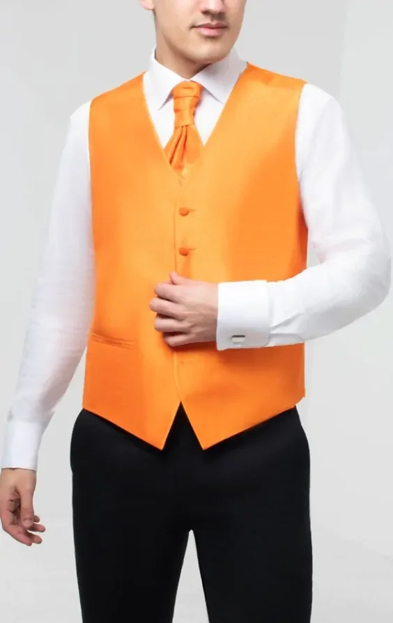 Orange Dupion Waistcoat thumbnail 2