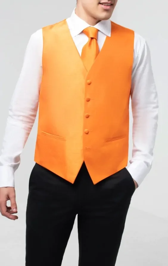 Orange Dupion Waistcoat thumbnail 3