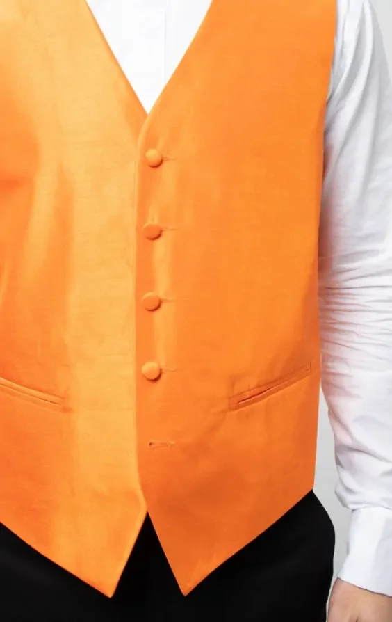 Orange Dupion Waistcoat thumbnail 4