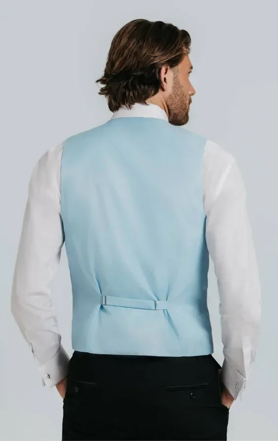 Powder Blue Dupion Waistcoat thumbnail 4