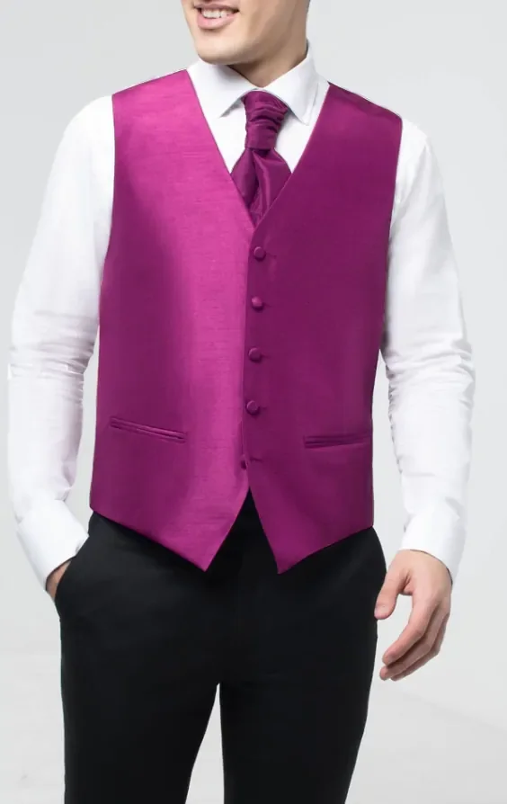 Purple Dupion Waistcoat thumbnail 2