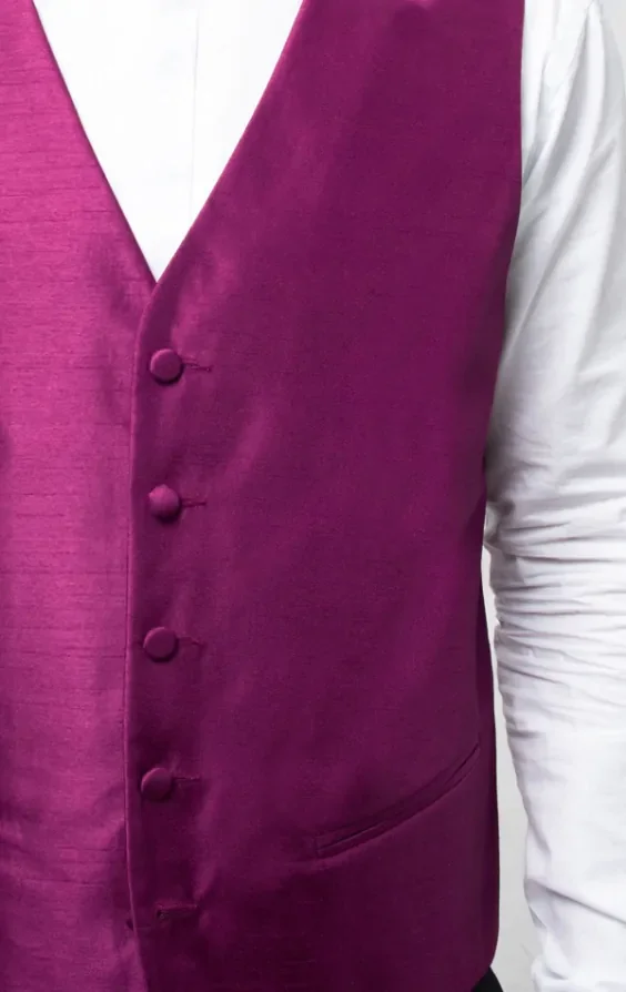 Purple Dupion Waistcoat thumbnail 4