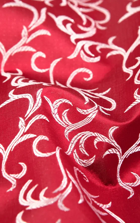 Red/Silver Edwardian Swirl Jacquard Waistcoat thumbnail 5