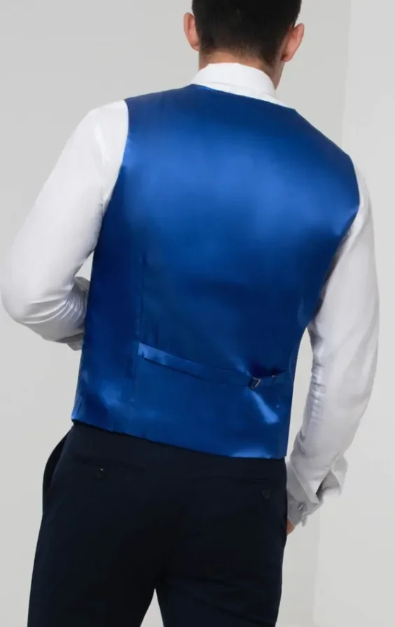Royal Blue Dupion Waistcoat thumbnail 6