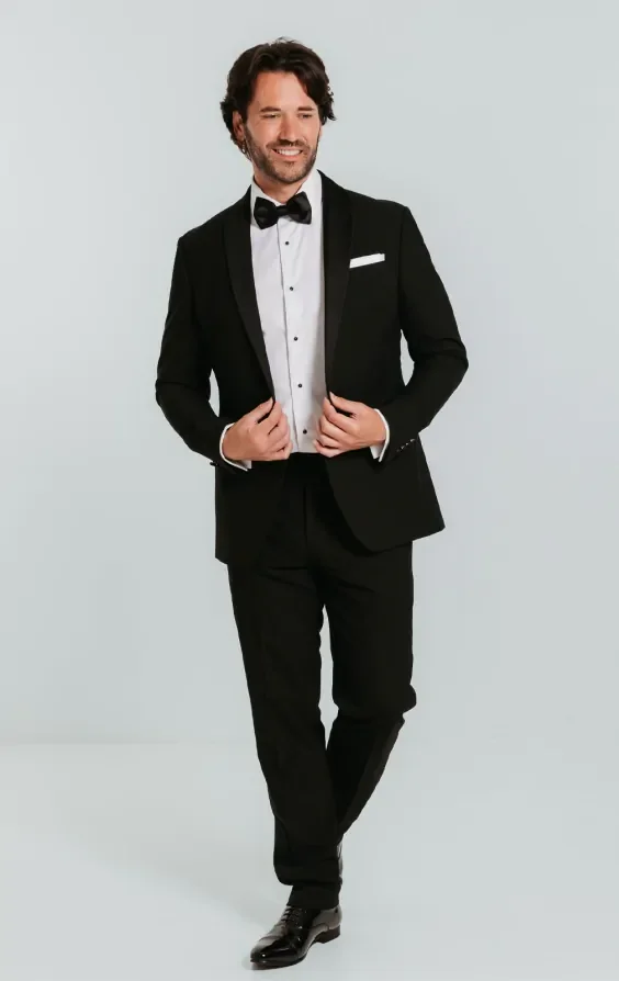 Secret Agent Black 2 Piece Tuxedo, Dress Shirt, Bow Tie thumbnail 3