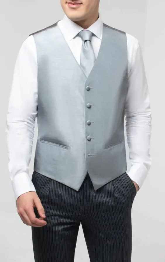 Silver Dupion Waistcoat thumbnail 2