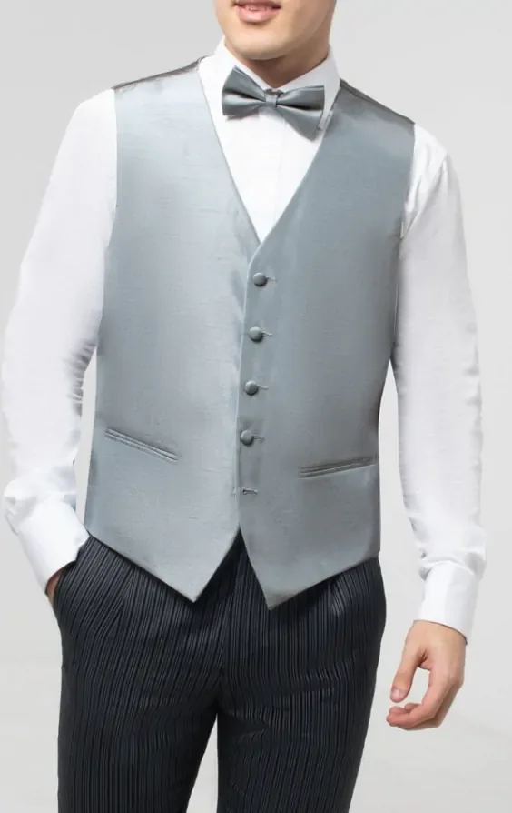 Silver Dupion Waistcoat thumbnail 3
