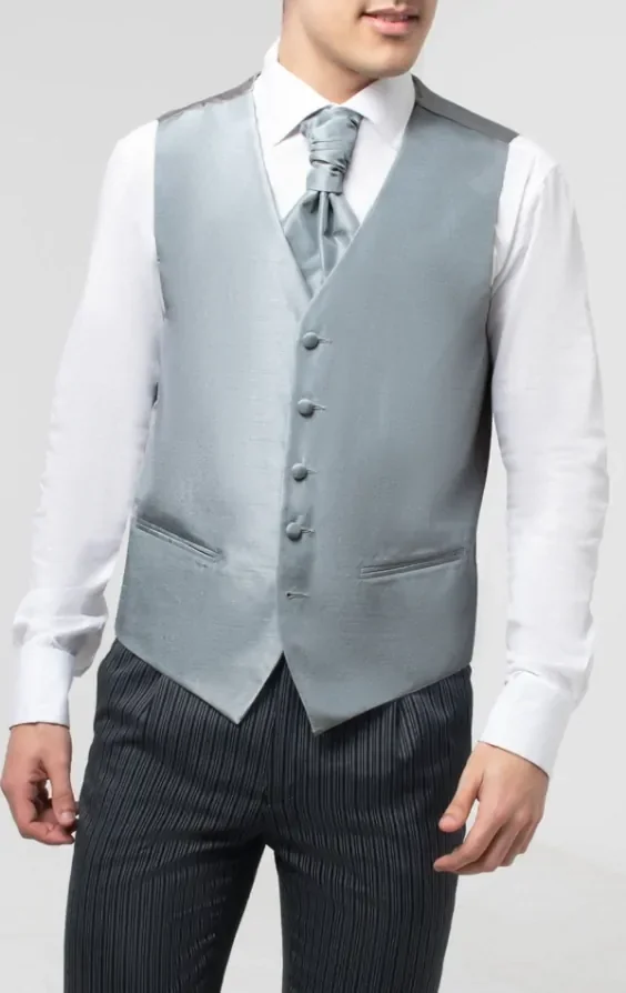 Silver Dupion Waistcoat thumbnail 4