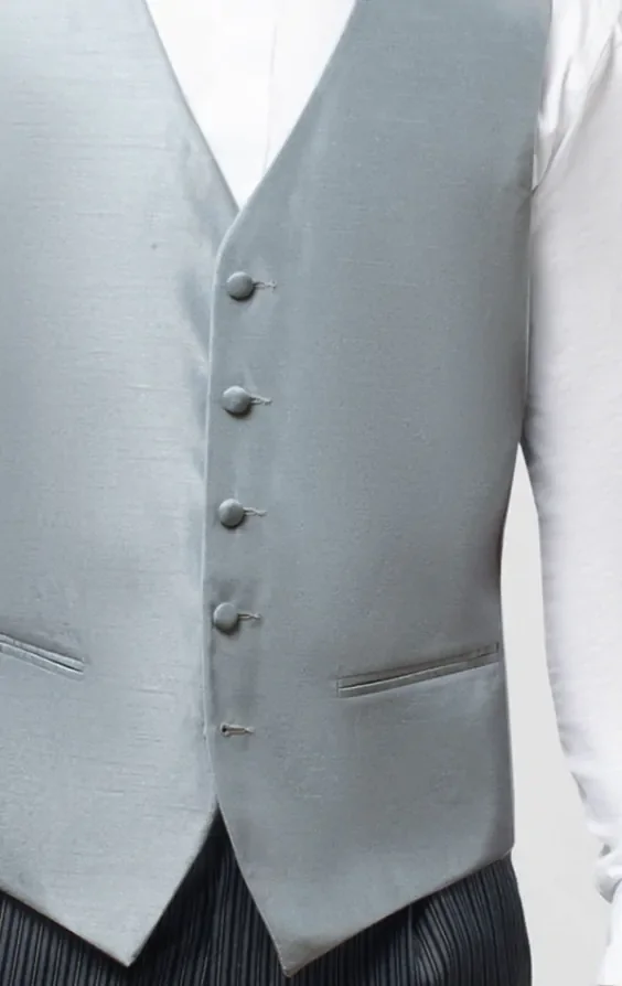 Silver Dupion Waistcoat thumbnail 5