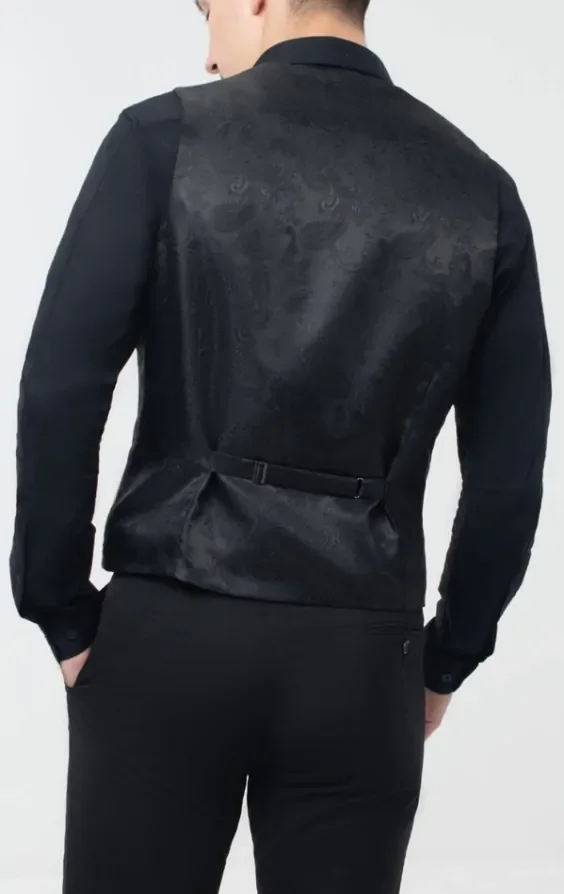 Silver Velvet Tuxedo Waistcoat thumbnail 4