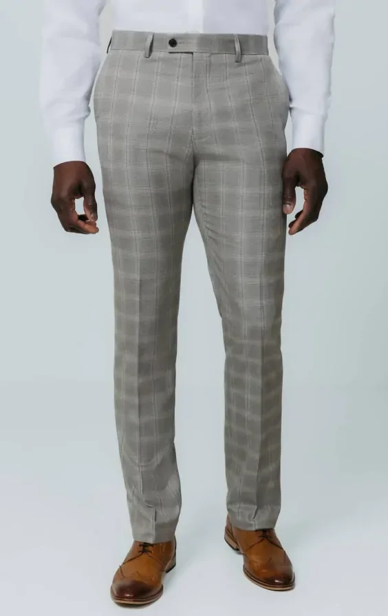 Taupe Check Suit with Peak Lapel thumbnail 8