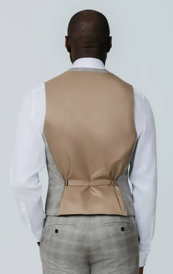 Taupe Check Waistcoat thumbnail 4