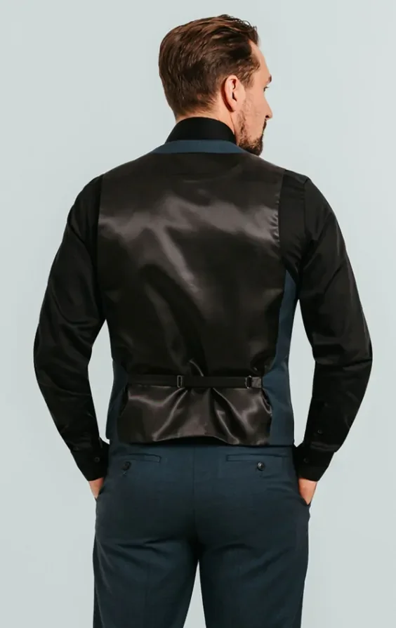 Teal Double Breasted Tuxedo Waistcoat thumbnail 4