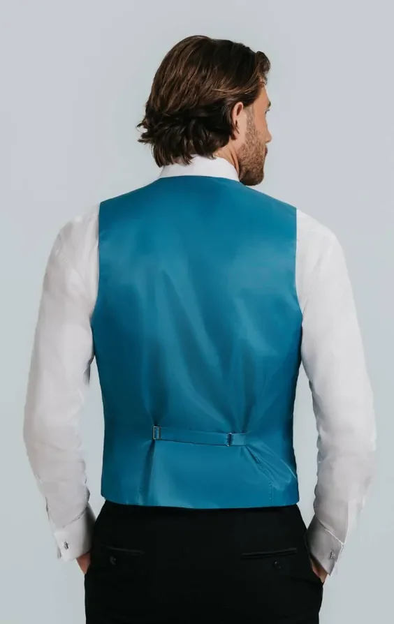 Turquoise Dupion Waistcoat thumbnail 4