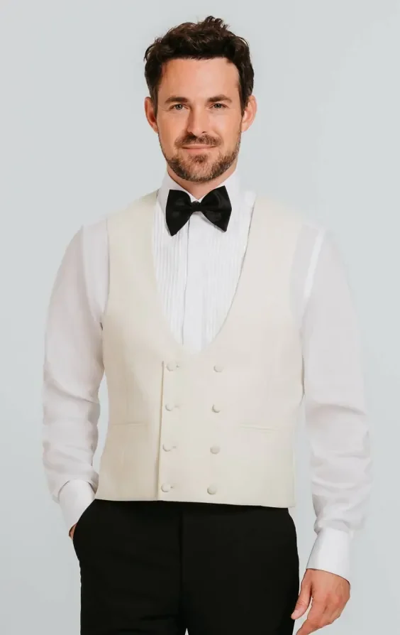 White Double Breasted Waistcoat thumbnail 2