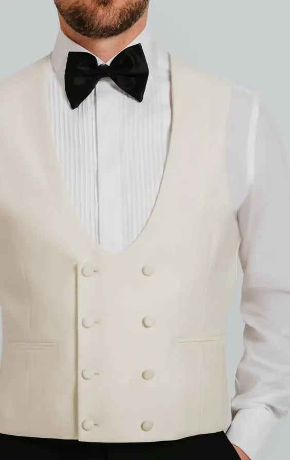 White Double Breasted Waistcoat thumbnail 3