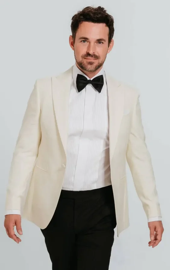 White Peak Lapel Slim Fit Tuxedo Jacket thumbnail 2
