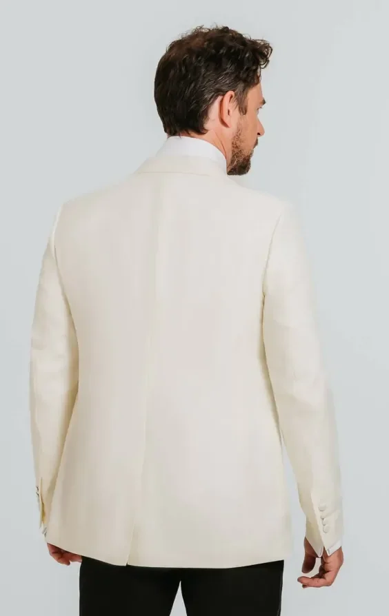White Peak Lapel Slim Fit Tuxedo Jacket thumbnail 3