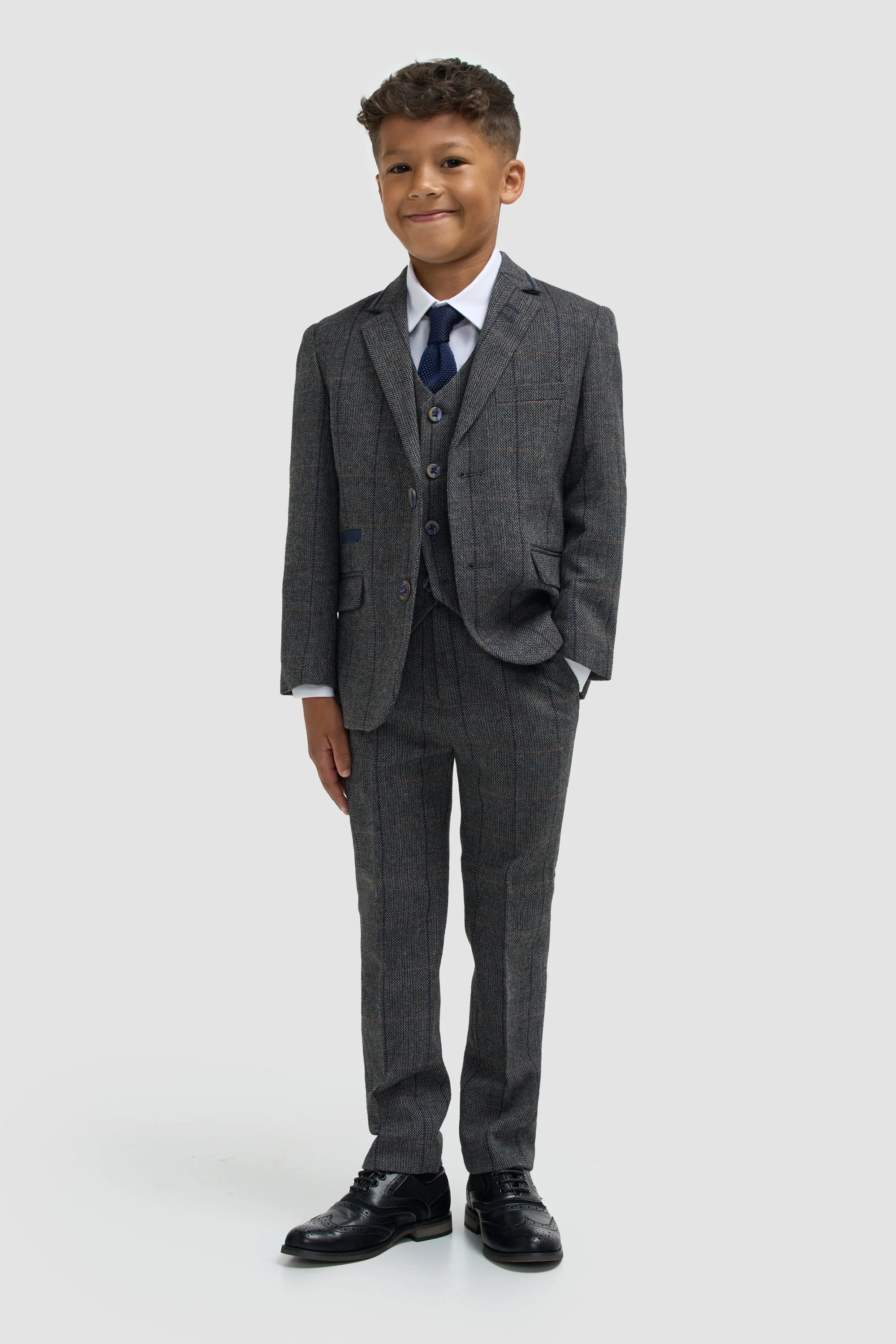 Albert Grey Tweed Check Boys Suit thumbnail 2