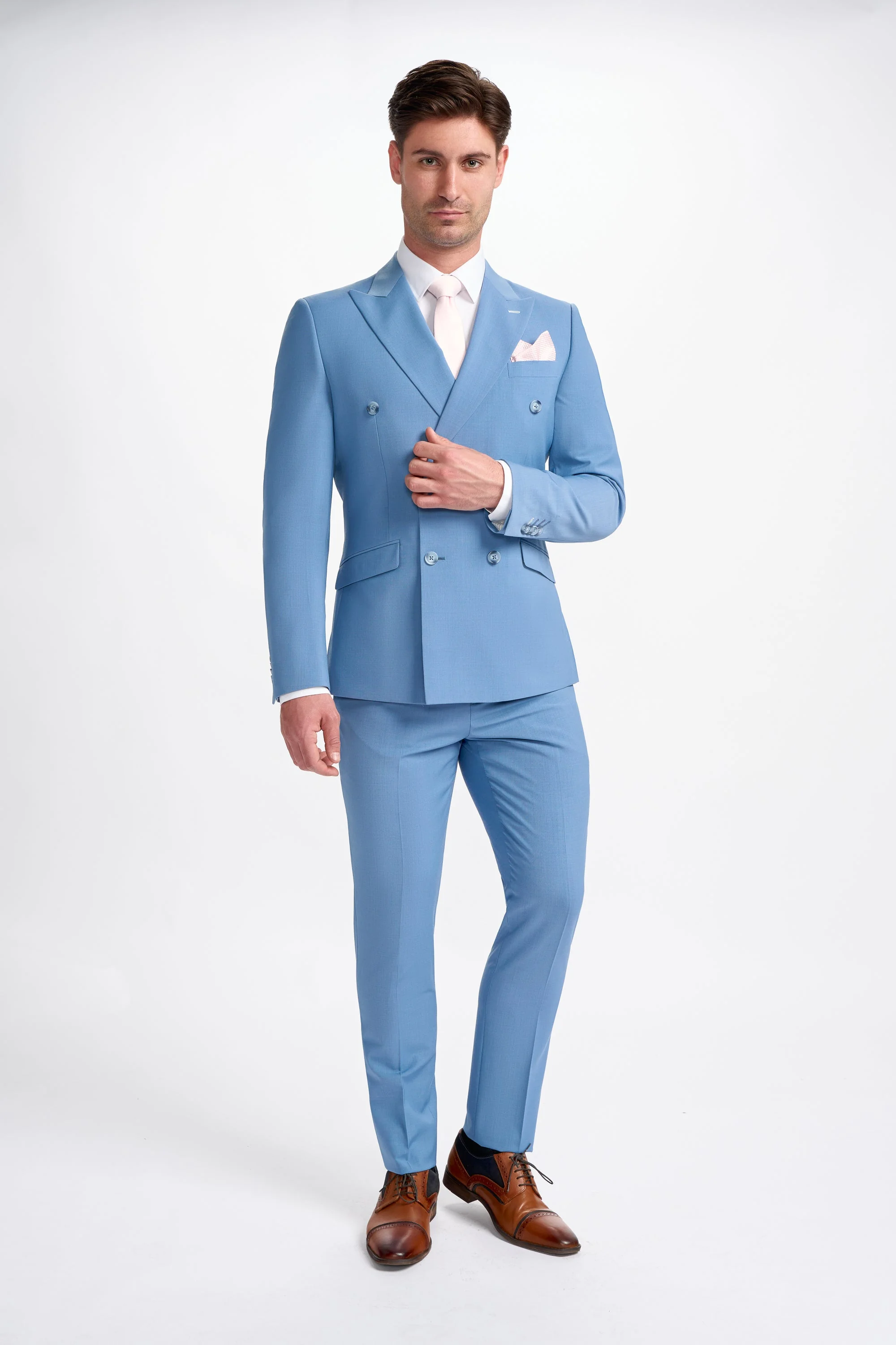 Bond Ocean Blue Double Breasted Two Piece Suit thumbnail 2