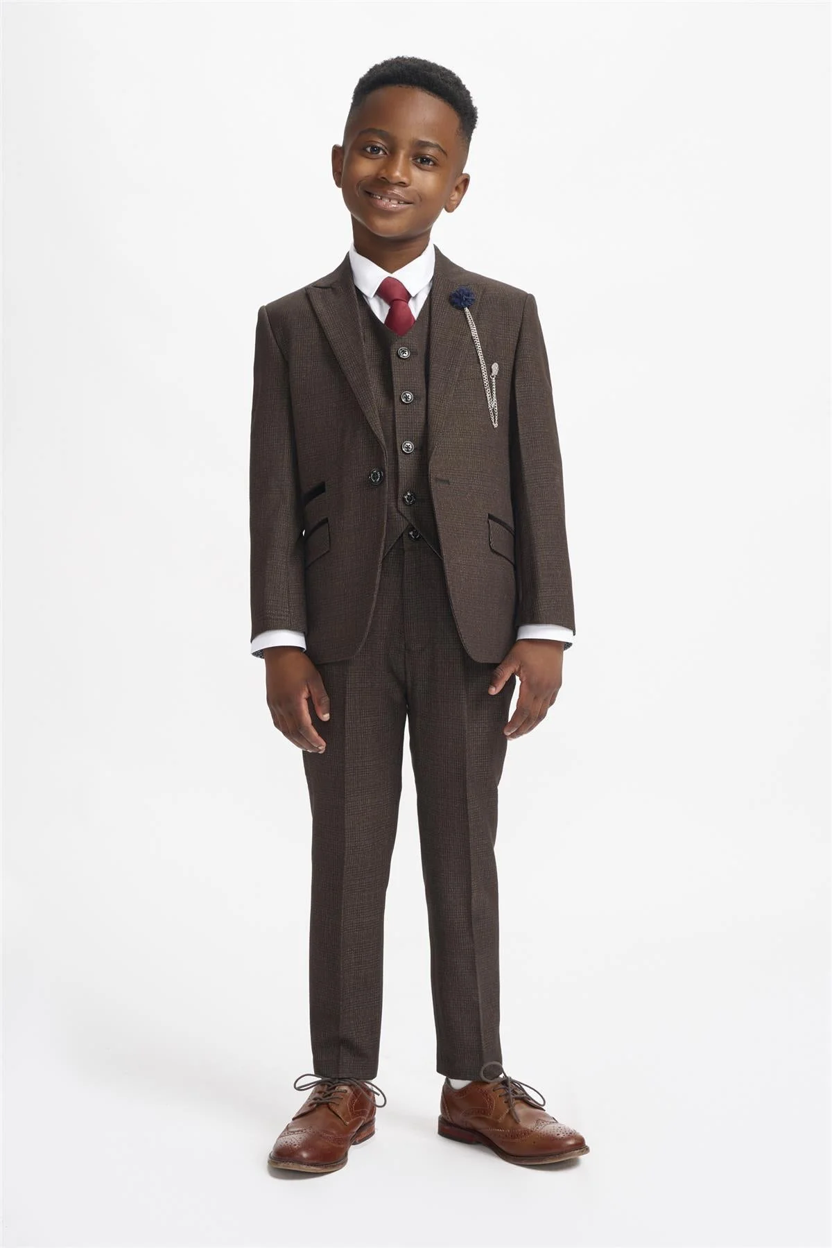 Boys Caridi Brown Three Piece Suit thumbnail 2