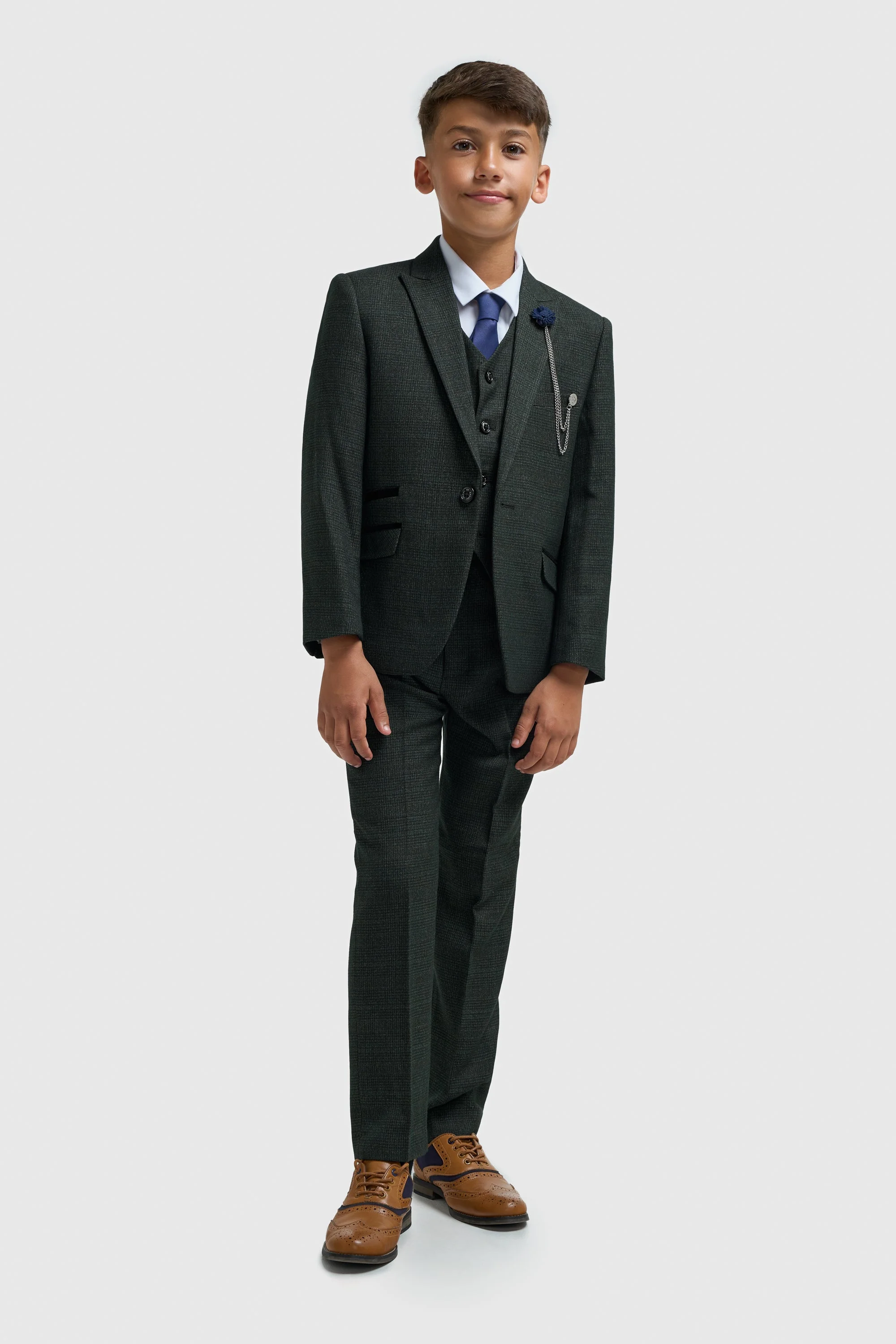 Boys Caridi Olive Three Piece Suit thumbnail 2